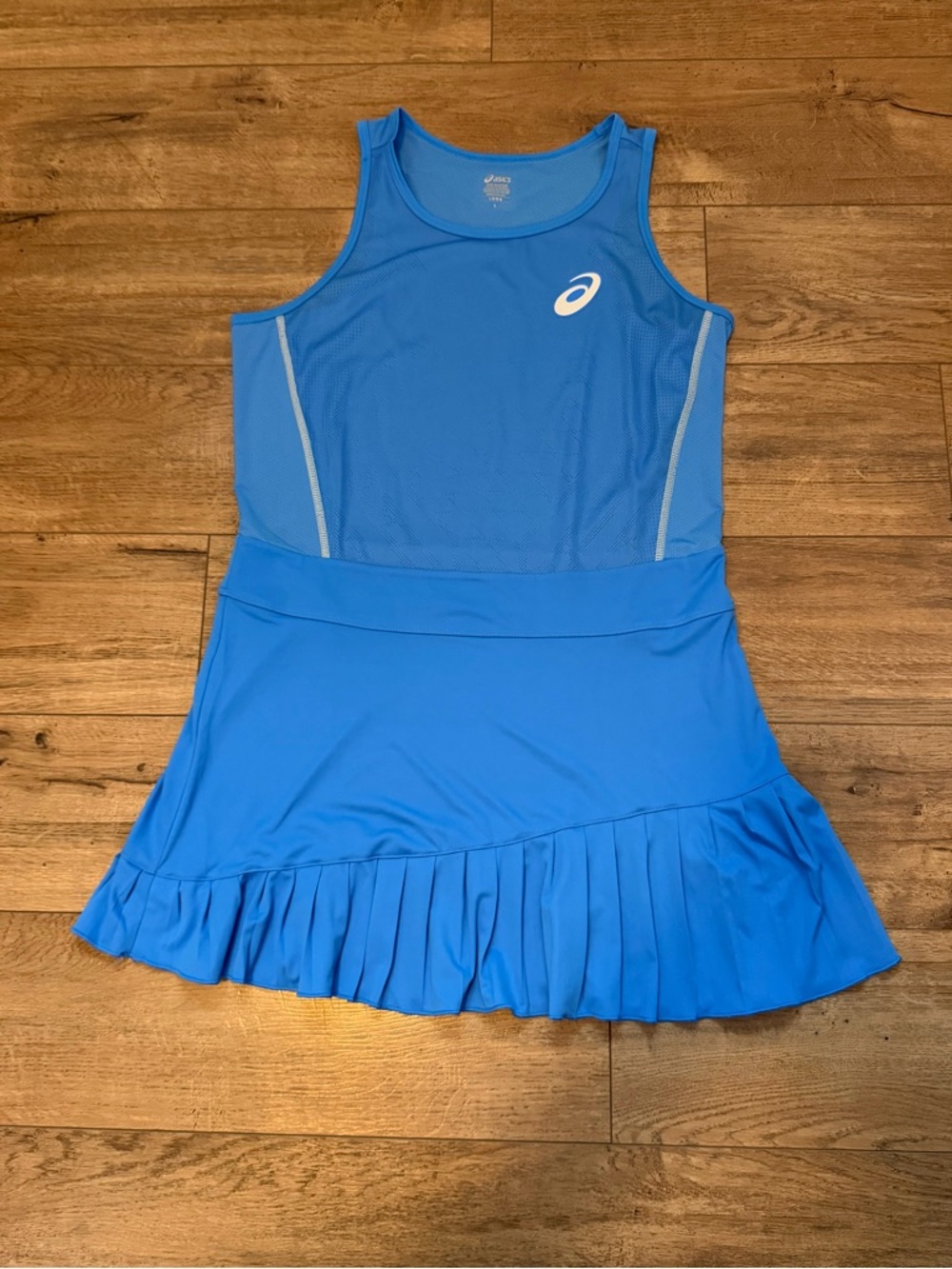 Asics Bright Blue Sleeveless Tennis Dress with Pleated Skirt